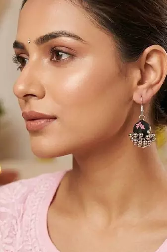 Black color handcraft earrings