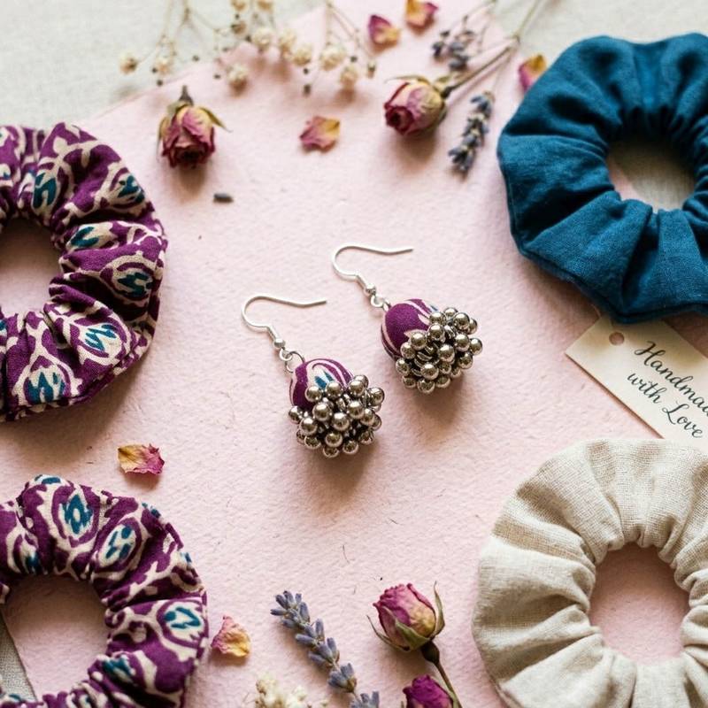 Purple color handcraft earrings