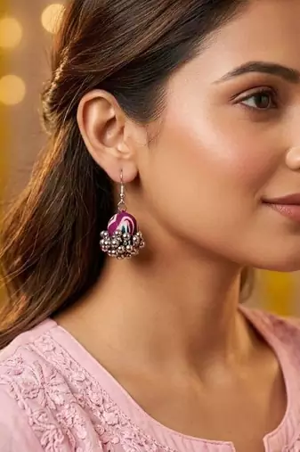 Purple color handcraft earrings