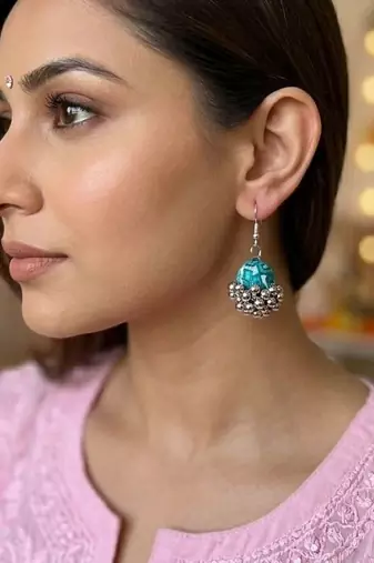 Rama green color handcraft earrings