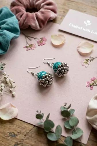 Rama green color handcraft earrings