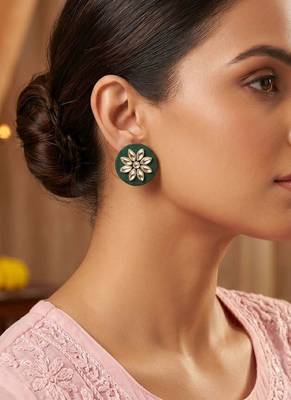 Green color handcraft earrings 1