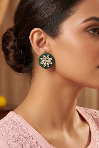 Green color handcraft earrings