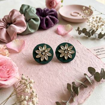 Green color handcraft earrings 2