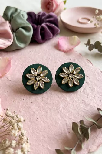 Green color handcraft earrings