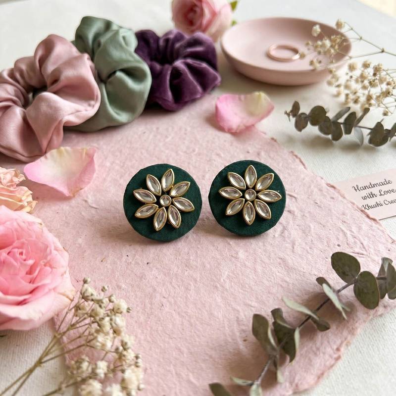 Green color handcraft earrings