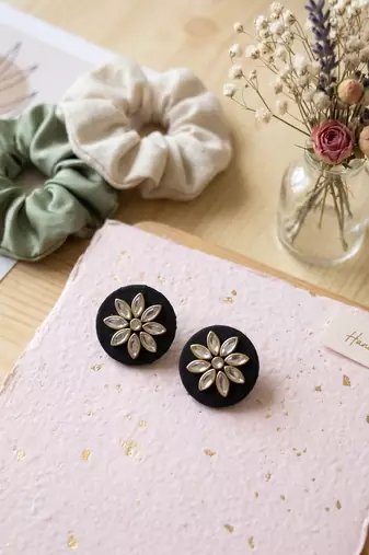 Black color handcraft earrings