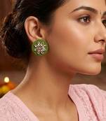 Mehandi green color handcraft earrings