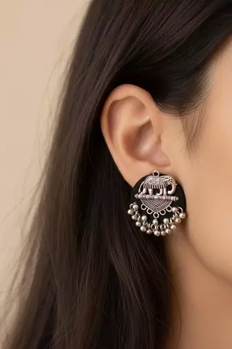 Navy blue color handcraft earrings
