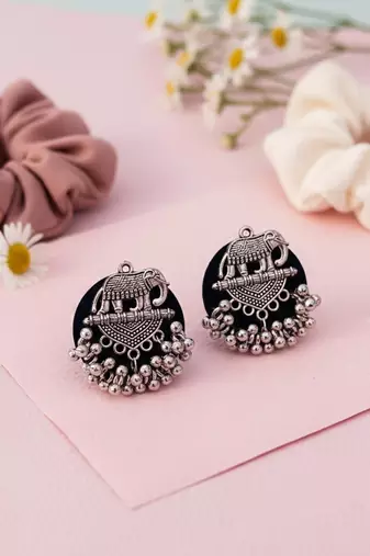 Navy blue color handcraft earrings