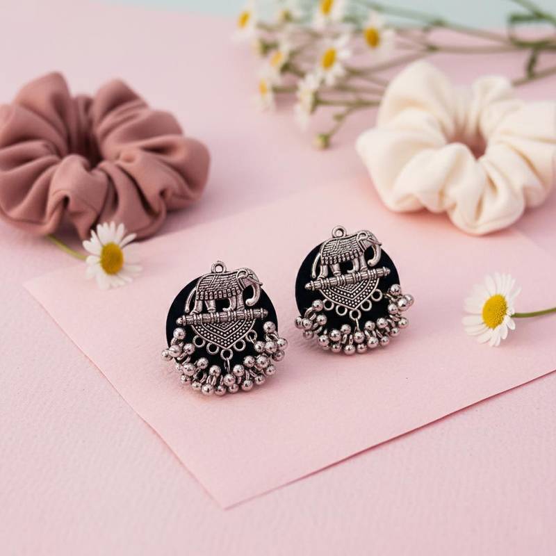 Navy blue color handcraft earrings