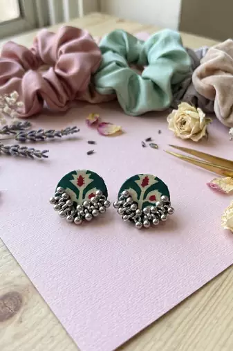 Green color handcraft earrings