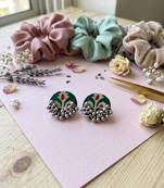 Green color handcraft earrings