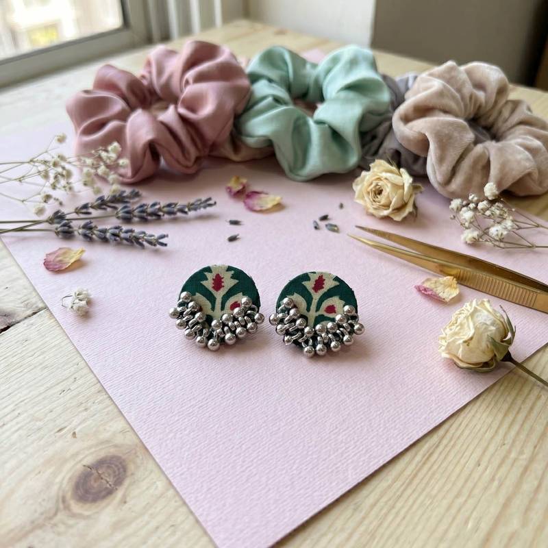 Green color handcraft earrings
