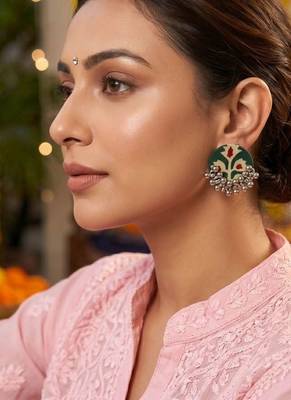 Green color handcraft earrings 2
