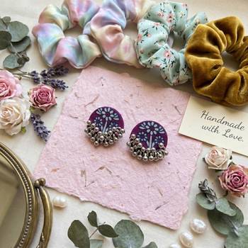 Purple color handcraft earrings 1