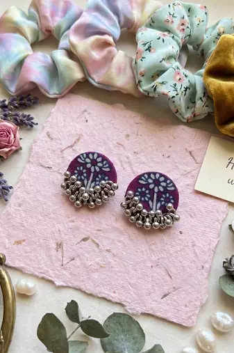Purple color handcraft earrings