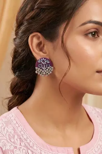 Purple color handcraft earrings