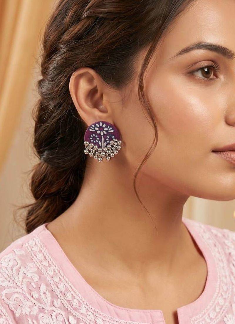 Purple color handcraft earrings