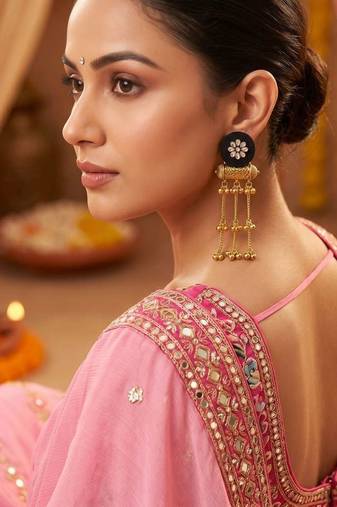 Black color handcraft earrings