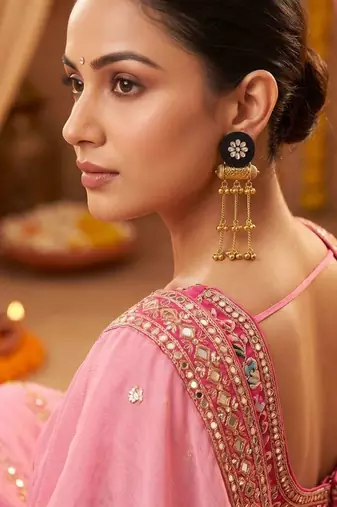 Black color handcraft earrings