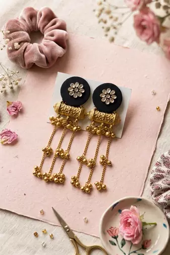 Black color handcraft earrings