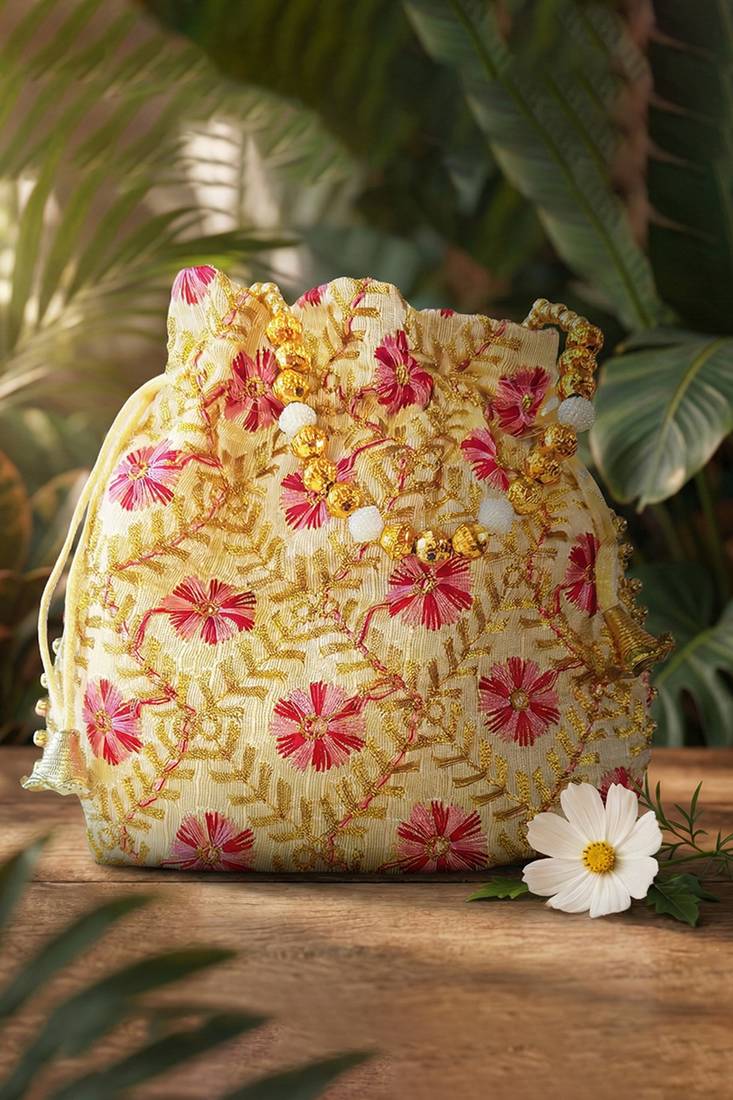 Maroon embroidered potli bags – handcrafted wedding potli with beads | wedding, haldi, party