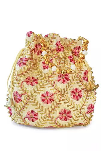 Maroon embroidered potli bags – handcrafted wedding potli with beads | wedding, haldi, party