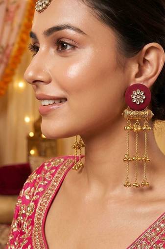 Maroon color handcraft earrings