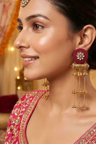 Maroon color handcraft earrings