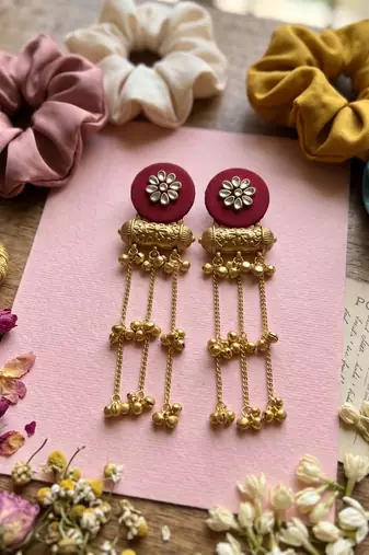 Maroon color handcraft earrings
