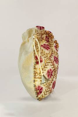 Maroon embroidered potli bags – handcrafted wedding potli with beads | wedding, haldi, party 3