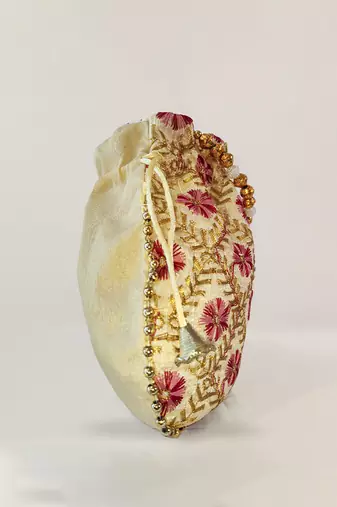 Maroon embroidered potli bags – handcrafted wedding potli with beads | wedding, haldi, party
