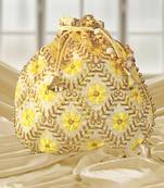 Yellow embroidered potli bags – handcrafted wedding potli with beads