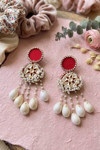 Red color handcraft earrings