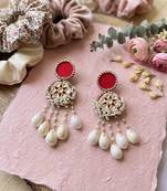 Red color handcraft earrings