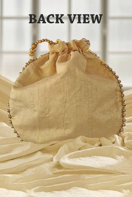 Yellow embroidered potli bags – handcrafted wedding potli with beads 2