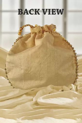 Yellow embroidered potli bags – handcrafted wedding potli with beads