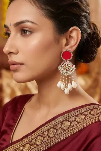 Red color handcraft earrings