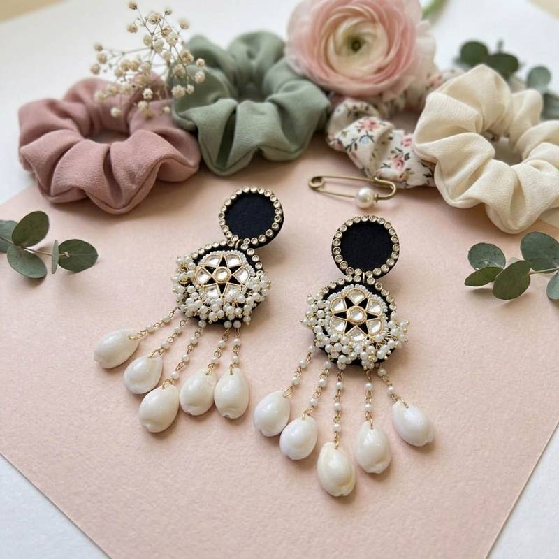 Black color handcraft earrings
