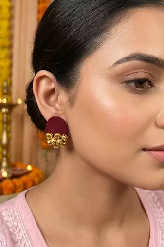 Maroon color handcraft earrings