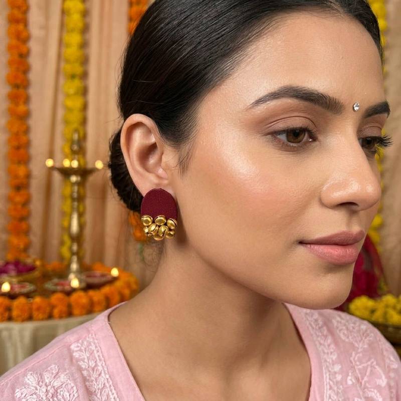 Maroon color handcraft earrings