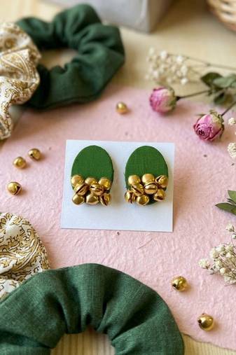 Mehandi green color handcraft earrings
