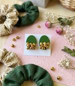 Mehandi green color handcraft earrings