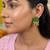 Mehandi green color handcraft earrings