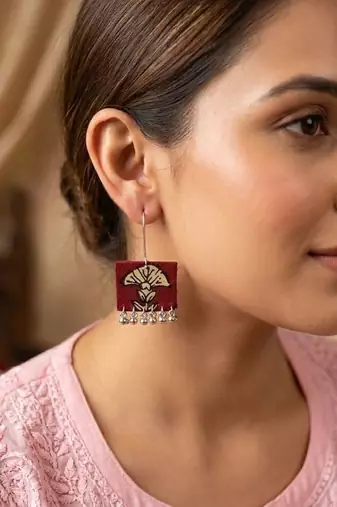 Maroon color handcraft earrings