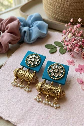 Rama green color handcraft earrings