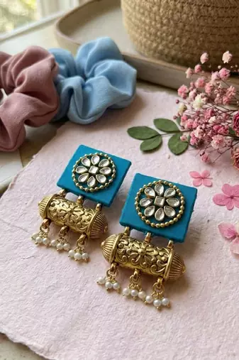 Rama green color handcraft earrings