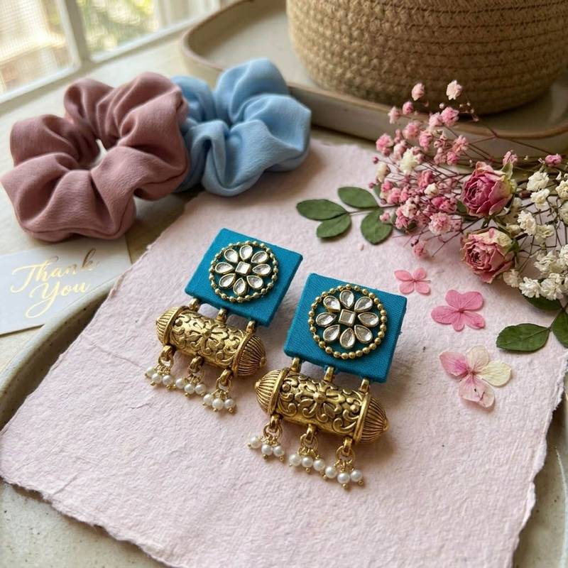 Rama green color handcraft earrings