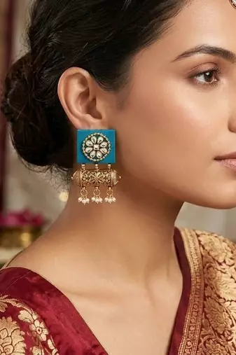 Rama green color handcraft earrings